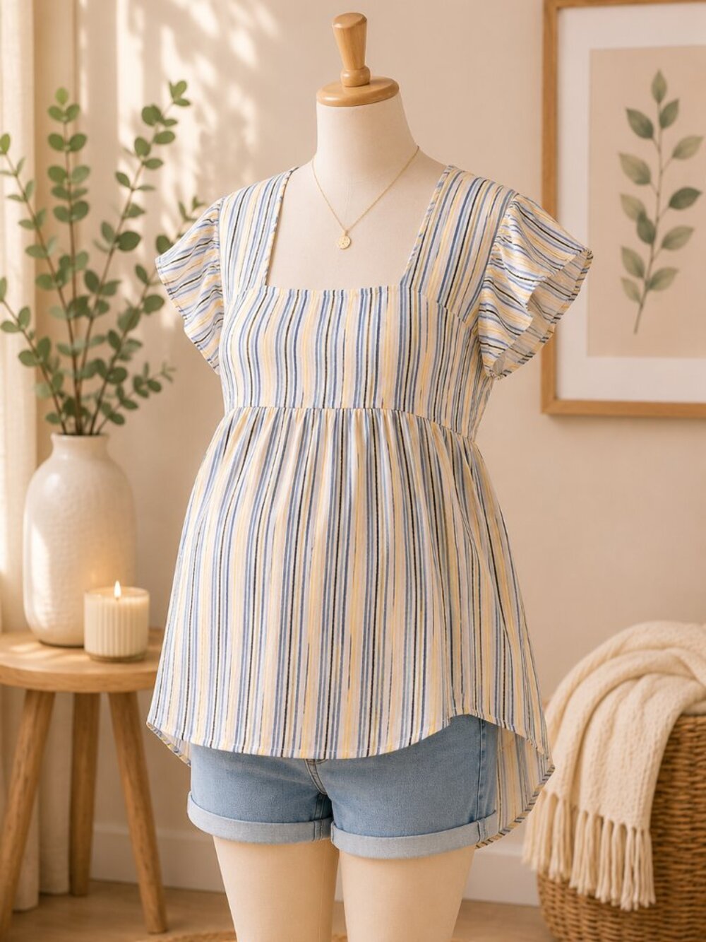 Sonoma Goods For Life Maternity Striped Flutter Sleeve Blouse
